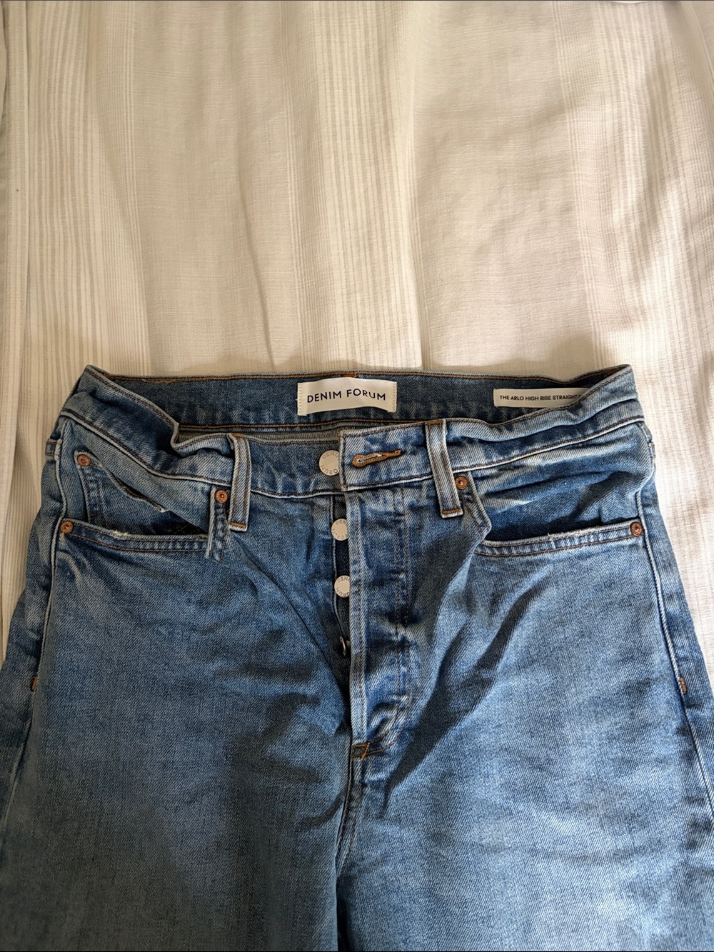 Denim Forum High-Rise Light Blue Straight Jeans